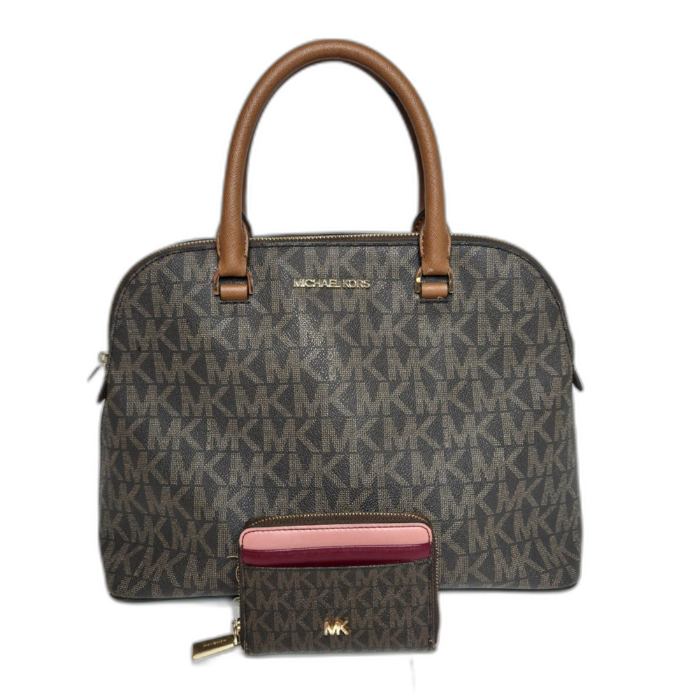 Michael Kors Cindy Large Dome Satchel & Wallet | 2-Piece Signature Logo Set